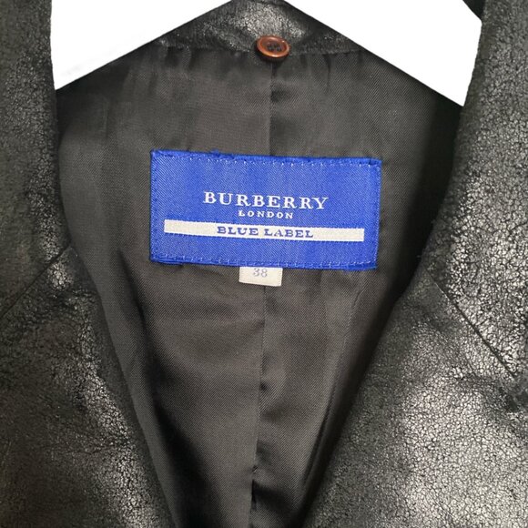 Burberry Leather Belted Jacket Black Leather BURBERRY London Coat Size S - 38 - Picture 9 of 16
